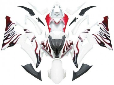 White Red Flame R6 08-16 Yamaha YZF R6 Motorcycle Fairings