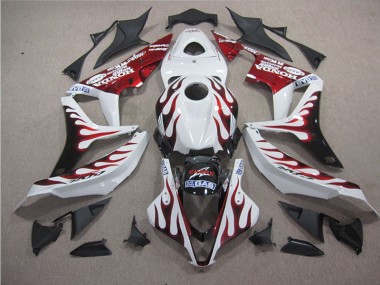 White Red Flame SHARK 07-08 Honda CBR600RR Motorcycle Fairings