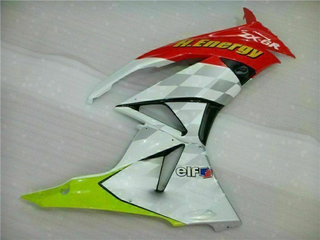 White Red H. Energy 09-12 Kawasaki ZX6R Motorcycle Fairings White Red H. Energy 09-12 Kawasaki ZX6R Motorcycle Fairings