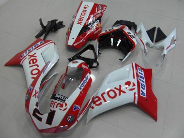 White Red Xerox 07-14 Ducati 848 1098 1198 Motorcycle Fairing
