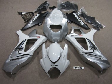 White Silver 07-08 Suzuki GSXR 1000 Motorcycle Fairings
