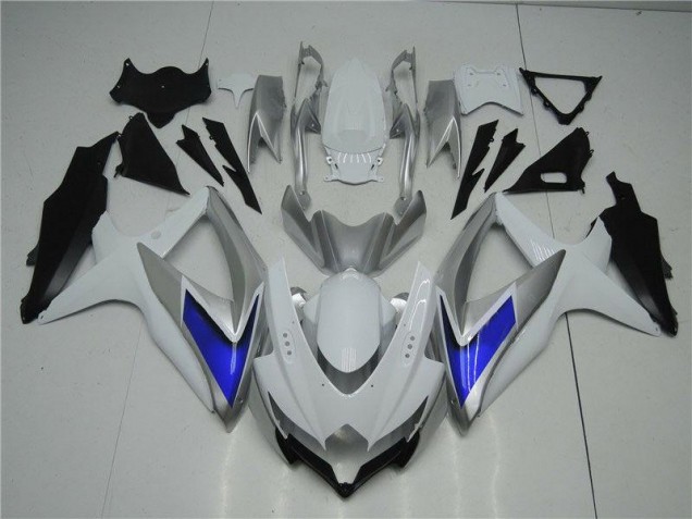 White Silver Blue 08-10 Suzuki GSXR 600/750 Motorcycle Fairings