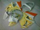 White Yellow Flame 00-02 Kawasaki ZX6R Motorcycle Fairings