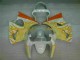 White Yellow Flame 00-02 Kawasaki ZX6R Motorcycle Fairings