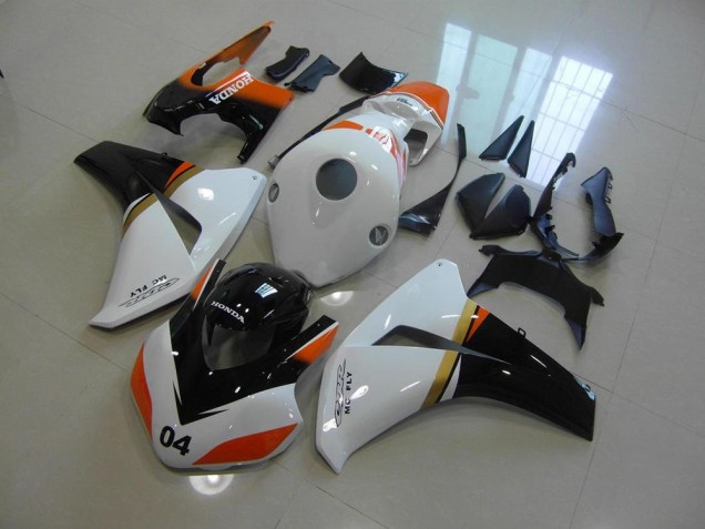 White and Black and Orange Race 08-11 Honda CBR1000RR Motorcycle Fairings