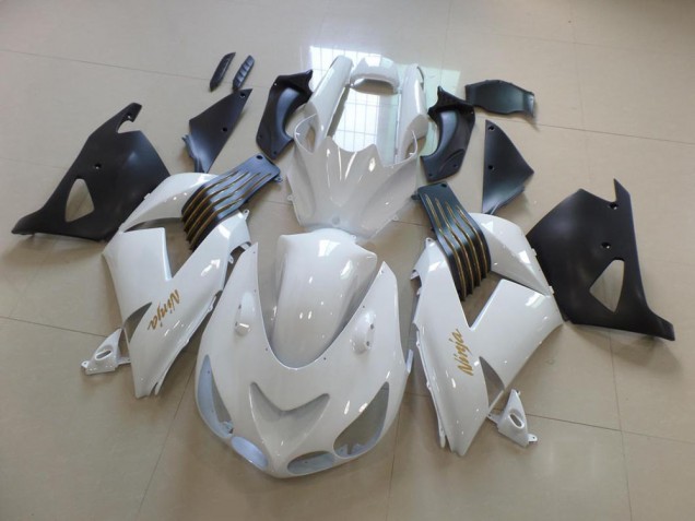 White and Matte Black 06-11 Kawasaki ZX14R ZZR1400 Motorcycle Fairings White and Matte Black 06-11 Kawasaki ZX14R ZZR1400 Motorcycle Fairings