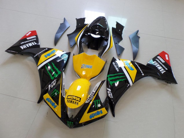 Yellow Black Monster 12-14 Yamaha YZF R1 Motorcycle Fairing Yellow Black Monster 12-14 Yamaha YZF R1 Motorcycle Fairing