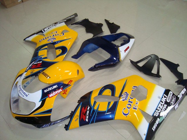 Yellow Blue Corona Extra Motul 01-03 Suzuki GSXR 750 Motorcycle Fairings Yellow Blue Corona Extra Motul 01-03 Suzuki GSXR 750 Motorcycle Fairings