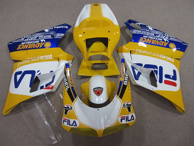 Yellow White Fila 93-05 Ducati 748 Motorcycle Fairings Yellow White Fila 93-05 Ducati 748 Motorcycle Fairings